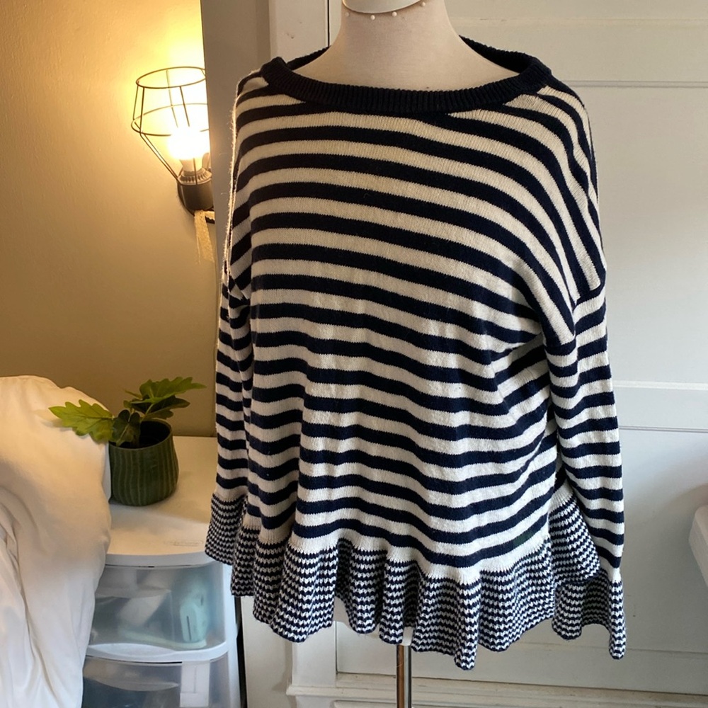 Nautical Striped sweater from the loft with ruffle trim Americana